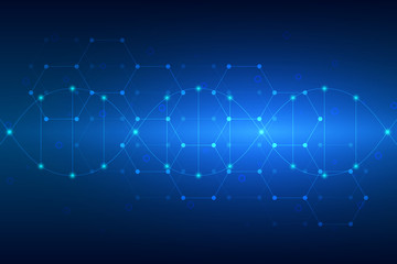 Molecule background, genetic and chemical compounds. Medical, technological and scientific concept, illustration.
