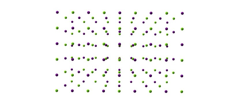 Molecular structure of sodium chloride on white background