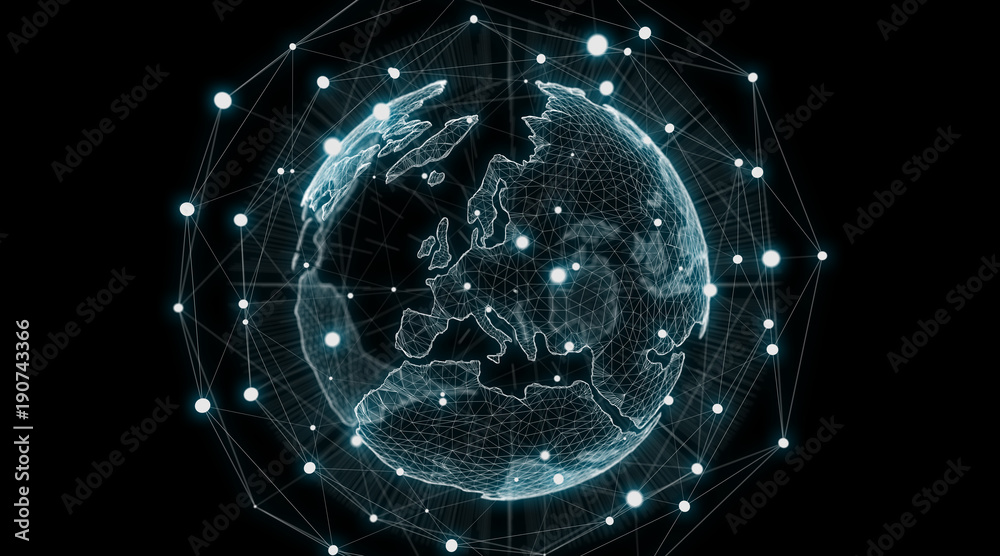 Leinwandbilder connections system global world view 3d rendering