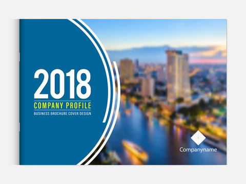 Business brochure cover design template corporate company profile or annual report catalog magazine flyer booklet leaflet. Cover page A4 landscape vector EPS-10 sample image with Gradient Mesh.