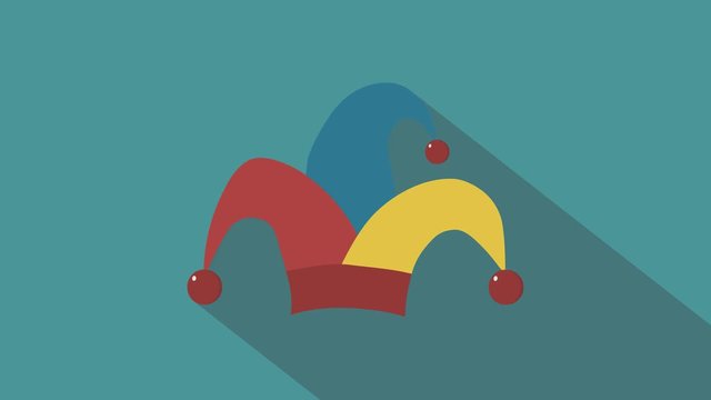 Clown jester hat flat design animation icon