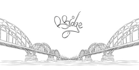 Hand drawn doodle sketch with two bridges