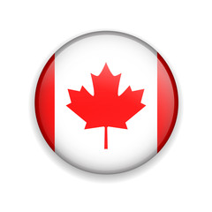 Vector glossy button with Canada flag