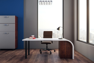 Blue office with NY view