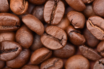 Roasted coffee beans, can be used as a background.