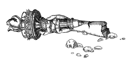 Statue of Liberty fallen empire USA line illustration