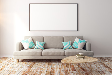Contemporary living room with empty banner