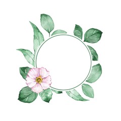 Watercolor floral frame. Element for design. Background with white flower