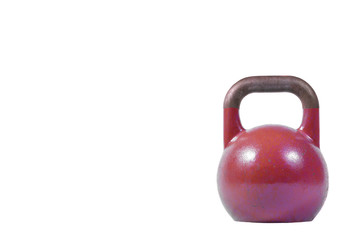 Dark red single heavy kettlebell weight isolated on the white background, sport concept