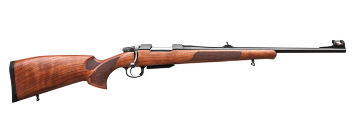 wooden hunting rifle isolated on white