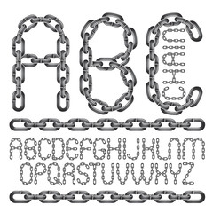 Vector font, trendy typescript can be used in poster creation. Capital decorative letters, abc created using connected chain link.