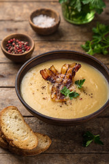 yellow split peas  soup with fried bacon