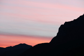 Obraz premium A mountain slope at sunset time, Pluzine, Montenegro