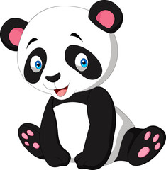 Fototapety  Cartoon cute panda isolated on white background