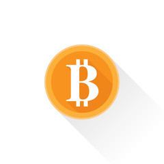 Bitcoin sign icon in flat color style.