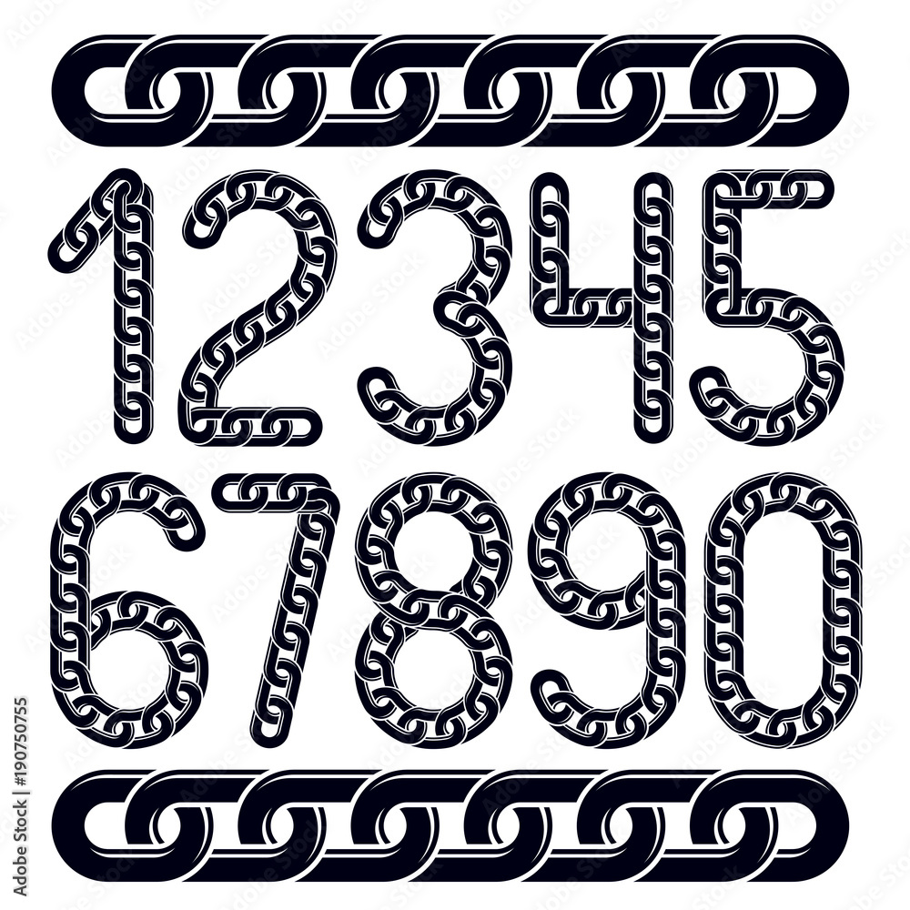 Poster set of vector numbers isolated. trendy numerals can be used in poster design. created using connecte
