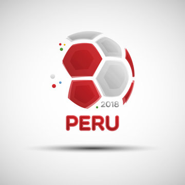Abstract soccer ball with Peruvian national flag colors