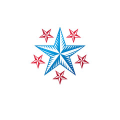 Ancient Star emblem. Heraldic vector design element, 5 stars award symbol.  Retro style label, heraldry logo.