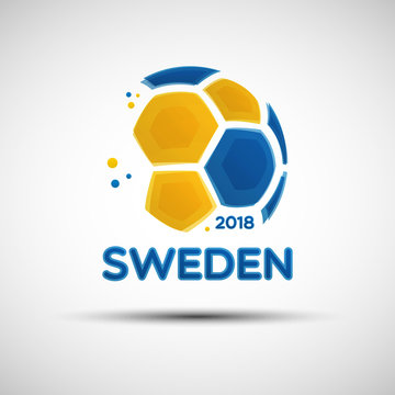 Abstract soccer ball with Swedish national flag colors