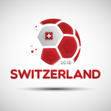 Abstract soccer ball with Swiss national flag colors