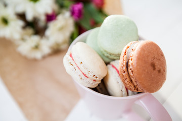 Dessert Handmade Macarons and Flowers