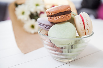 Dessert Handmade Macarons and Flowers