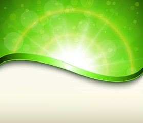 Sunny green background with copy space, spring design.