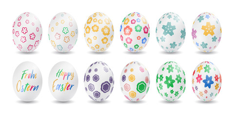Colorful easter eggs vector graphic with happy easter. Aufgereihte bunte Ostereier - Frohe Ostern. Ostereier, Eier, Ostern, nebeneinander, farbig, bunt, gefärbte.