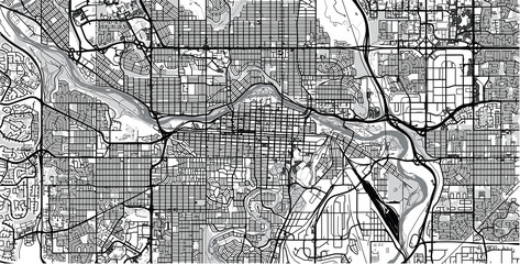 Urban vector city map of Calgary, Canada