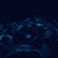 Abstract particles background. Fractal waves digital area