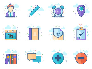 Group collaboration icon series in flat color style. Vector illustration.