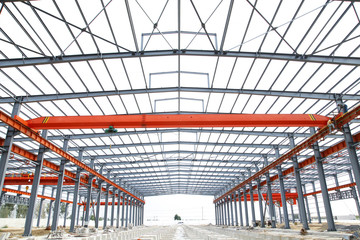 In the construction site, steel structure is under construction