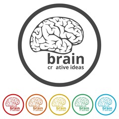 Human brain concept, Brain Logo design vector template, 6 Colors Included