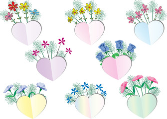 rose and heart shape flower design