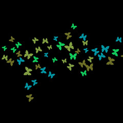 Spring Background with Colorful Butterflies. Simple Feminine Pattern for Card, Invitation, Print. Trendy Decoration with Beautiful Butterfly Silhouettes. Vector Background with Moth