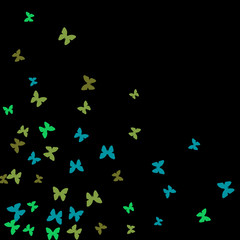 Spring Background with Colorful Butterflies. Simple Feminine Pattern for Card, Invitation, Print. Trendy Decoration with Beautiful Butterfly Silhouettes. Vector Background with Moth
