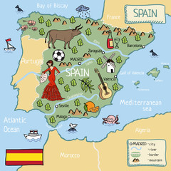Cartoon map of Spain