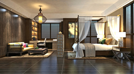 3D Render Luxury Hotel Room