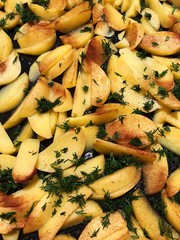 Delicious baked potatoes with dill for dinner 