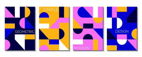 Set of 4 simple geometric modern template designs. Vector illustration.