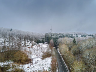 In the air with snow