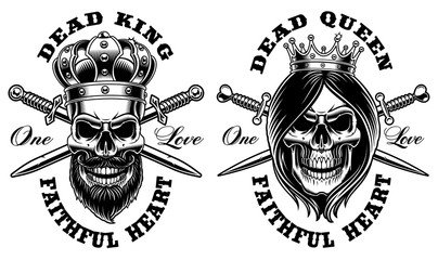 Set of skulls King and Queen.