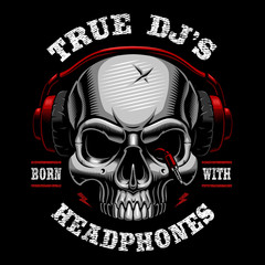 Vector illustration of skull dj