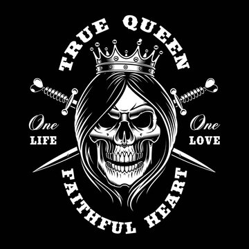 Queen skull, vector illustration.