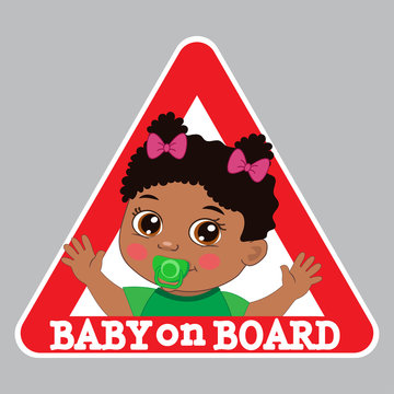 Baby Girl On Board Bumper Sticker Vector Illustration. Baby On Board Color Sign.