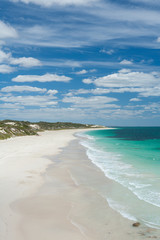 Blue skies and white sandy beach in summer