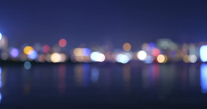 Blur view of seascape at night