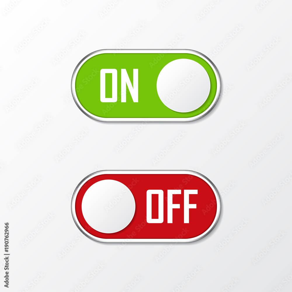 Aufkleber icon on and off toggle switch button. vector illustration.