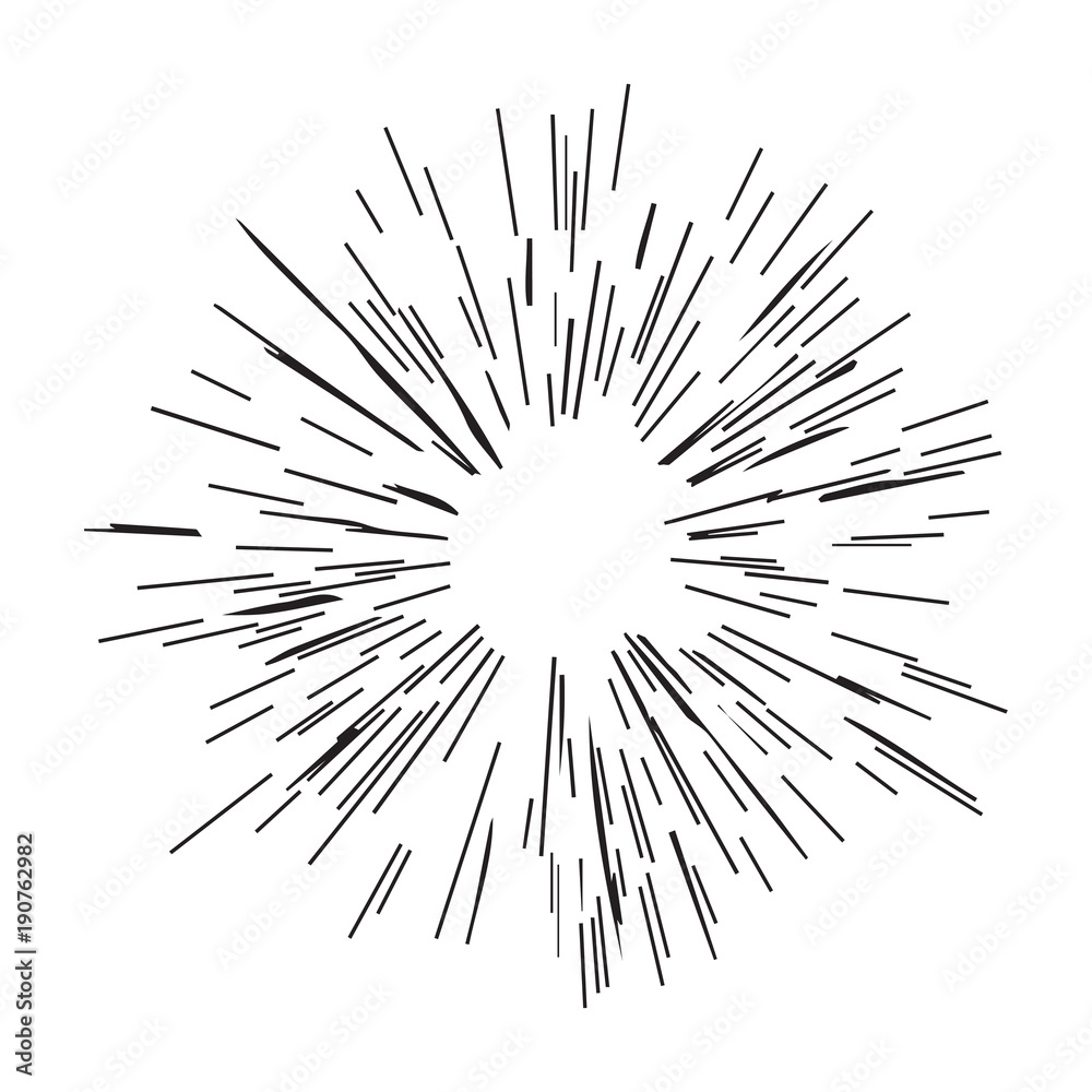 Poster sun burst, star burst sunshine line. vector illustration. icon black on white. design element for lo
