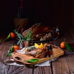 fried crisply roasted duck legs